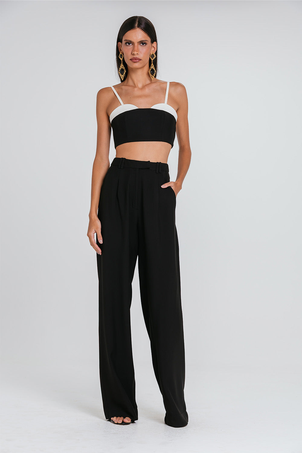 Top Cora - Preto/marfim