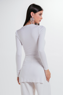 Blusa Longuete Decote V - Branco
