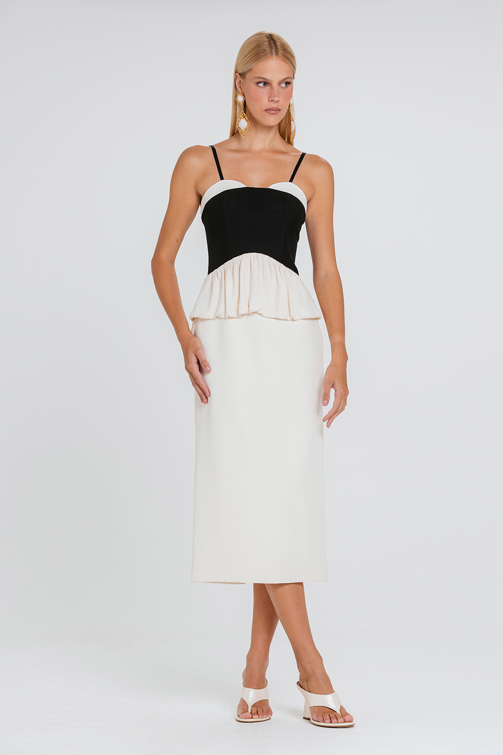 Vestido Elaia - Marfim/preto