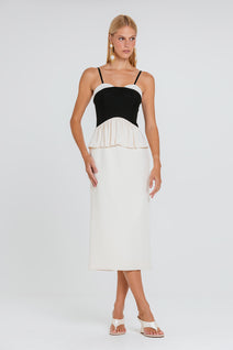 Vestido Elaia - Marfim/preto