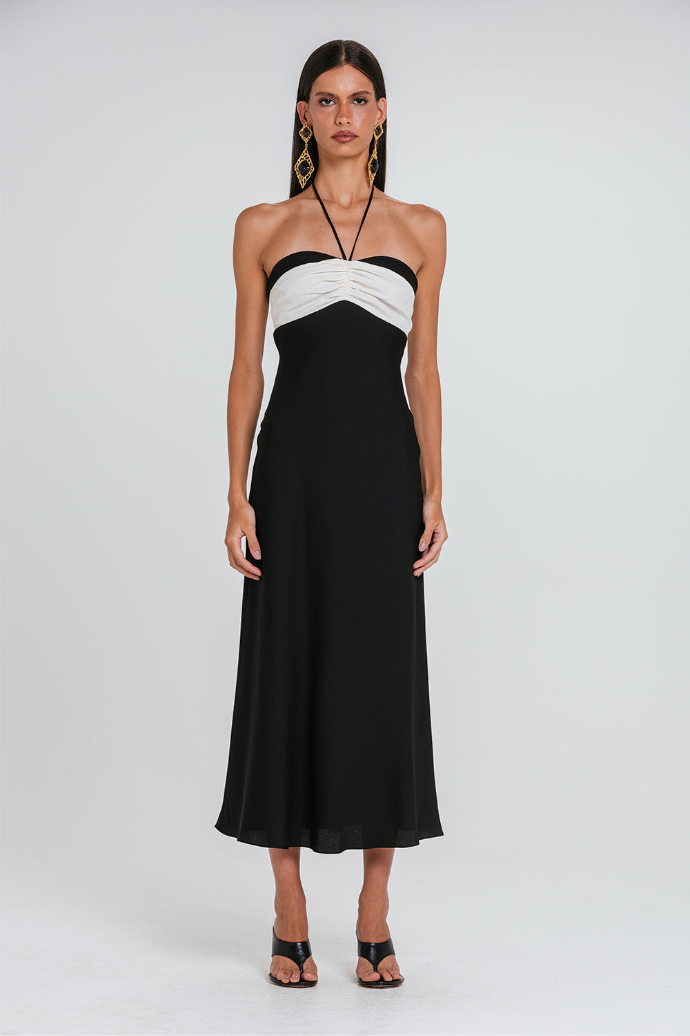 Vestido Lana - Preto/marfim