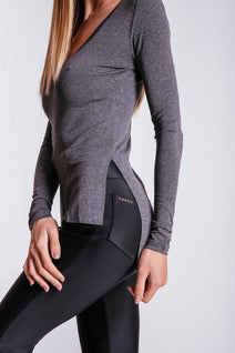 Blusa Longuete Decote V - Chumbo