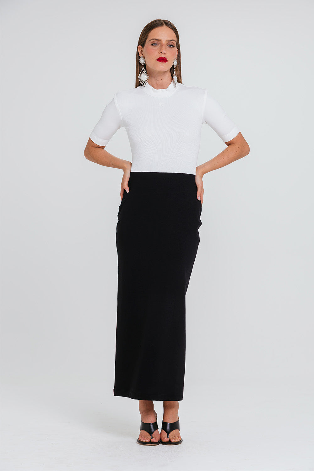 Vestido Marisa - Preto/off