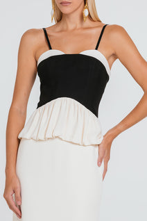 Vestido Elaia - Marfim/preto