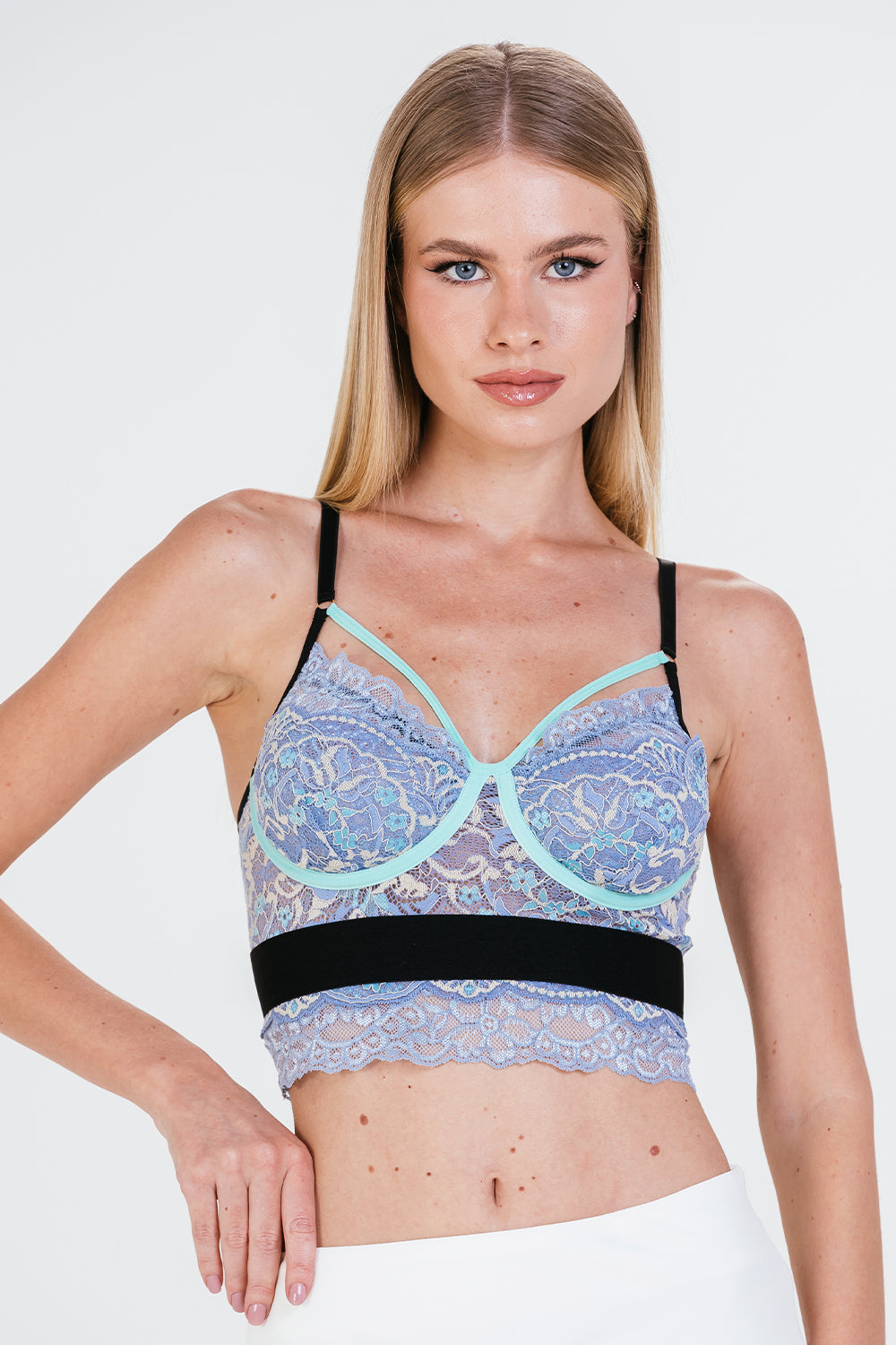 Top Karen - Azul/vd.agua/ Preto