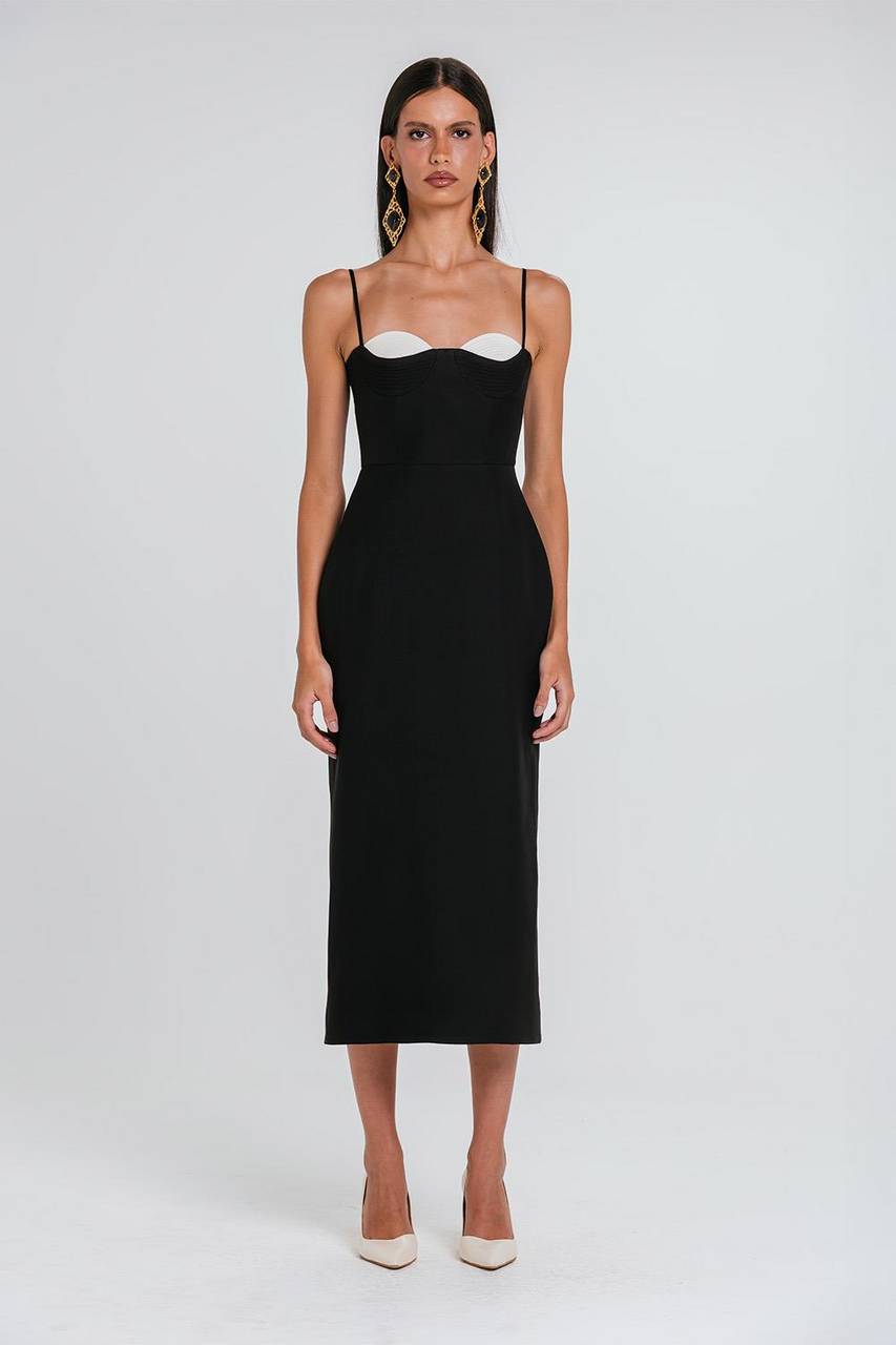 Vestido Iohara Bicolor - Preto/marfim
