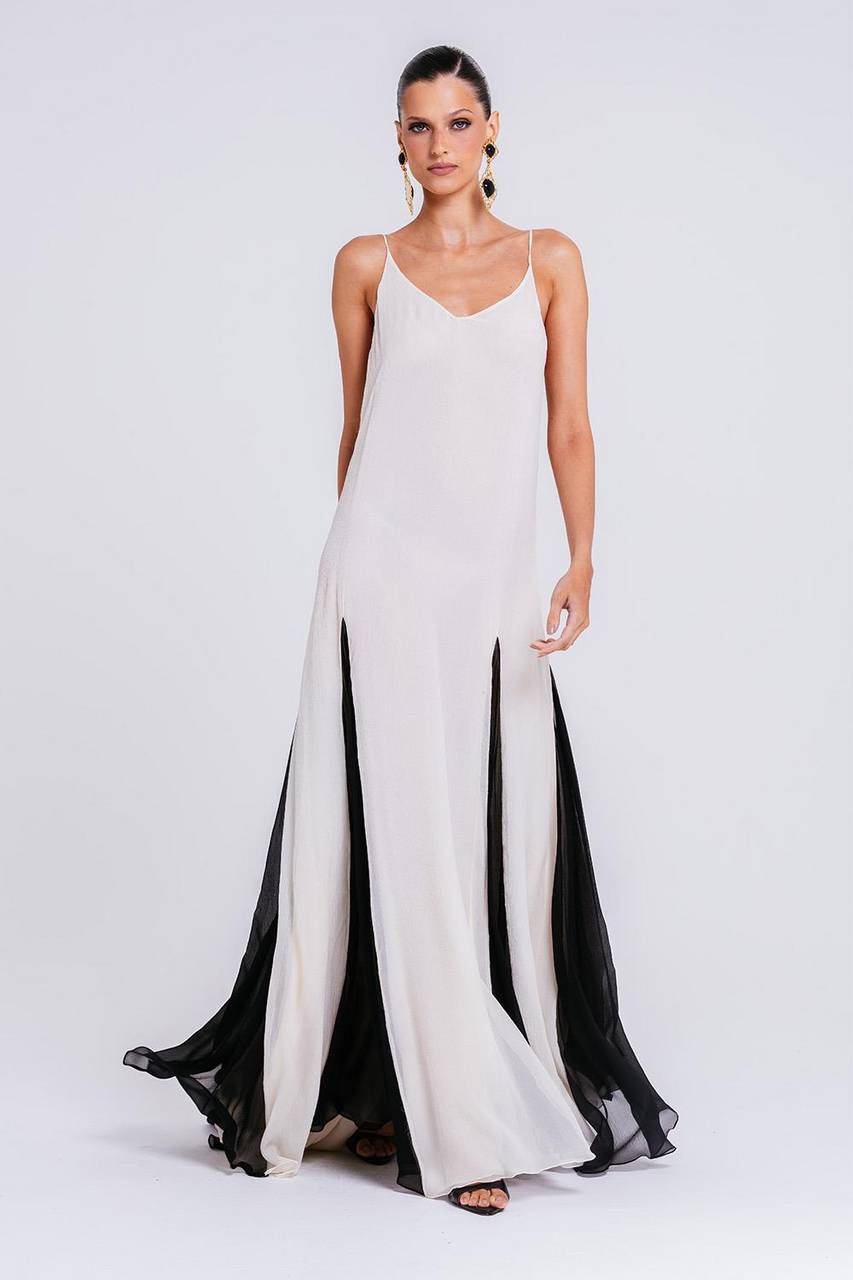 Vestido Sofia - Marfim/preto