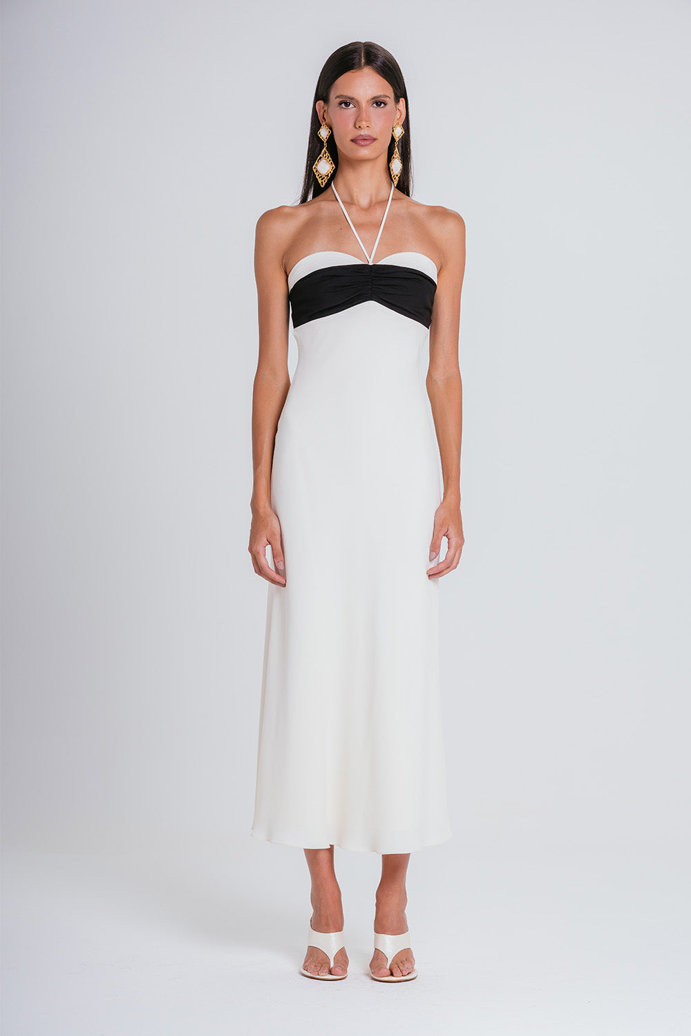 Vestido Lana - Marfim/preto