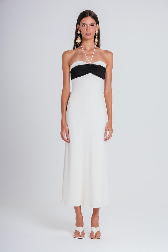 Vestido Lana - Marfim/preto