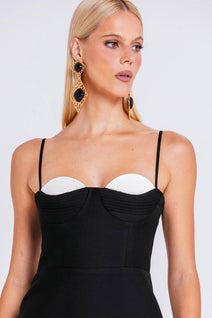 Vestido Corina Bicolor - Preto/marfim