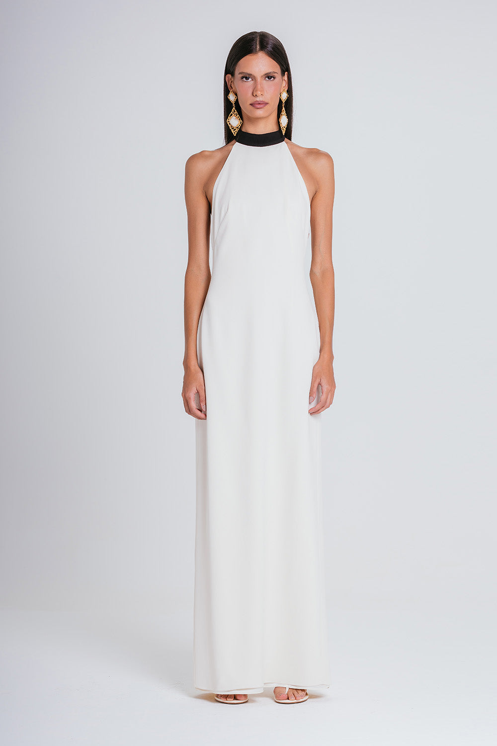 Vestido Mira - Marfim/preto