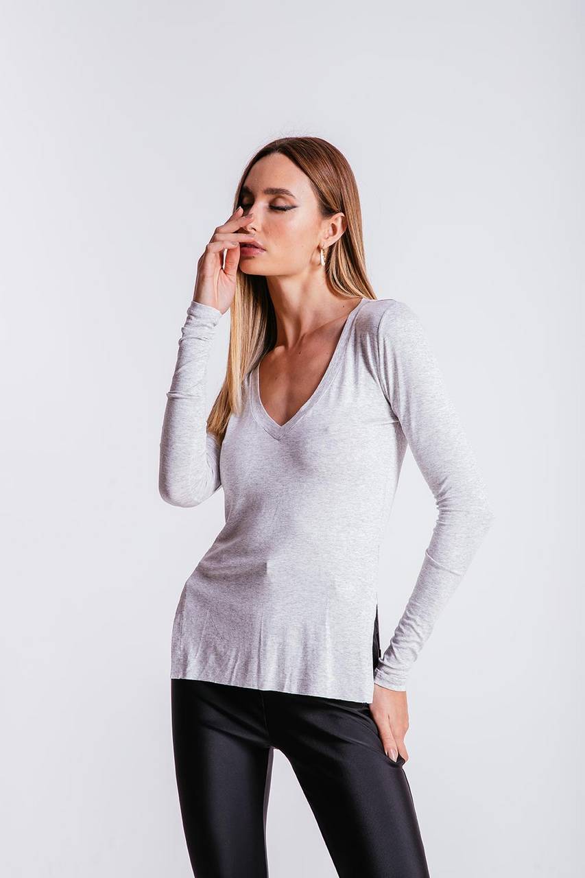 Blusa Longuete Decote V - Mescla