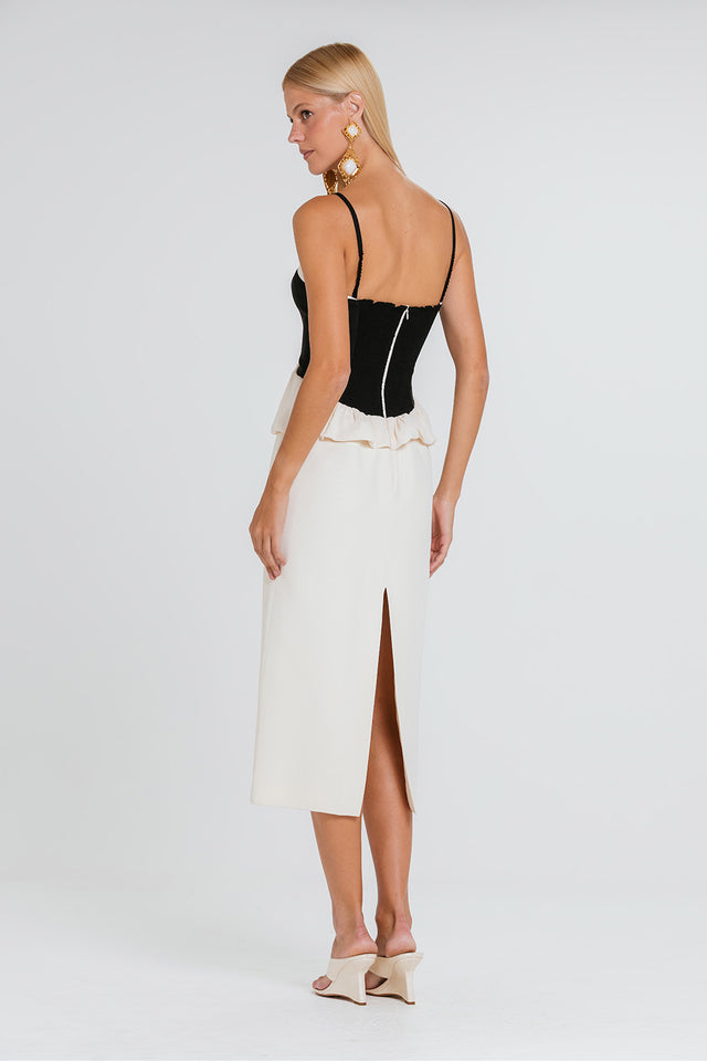 Vestido Elaia - Marfim/preto