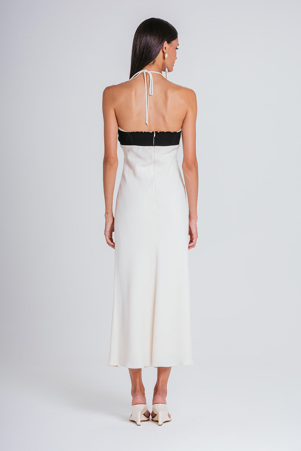 Vestido Lana - Marfim/preto