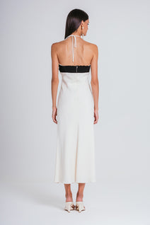 Vestido Lana - Marfim/preto