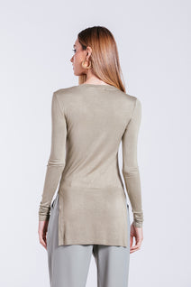 Blusa Longuete Decote V - Militar