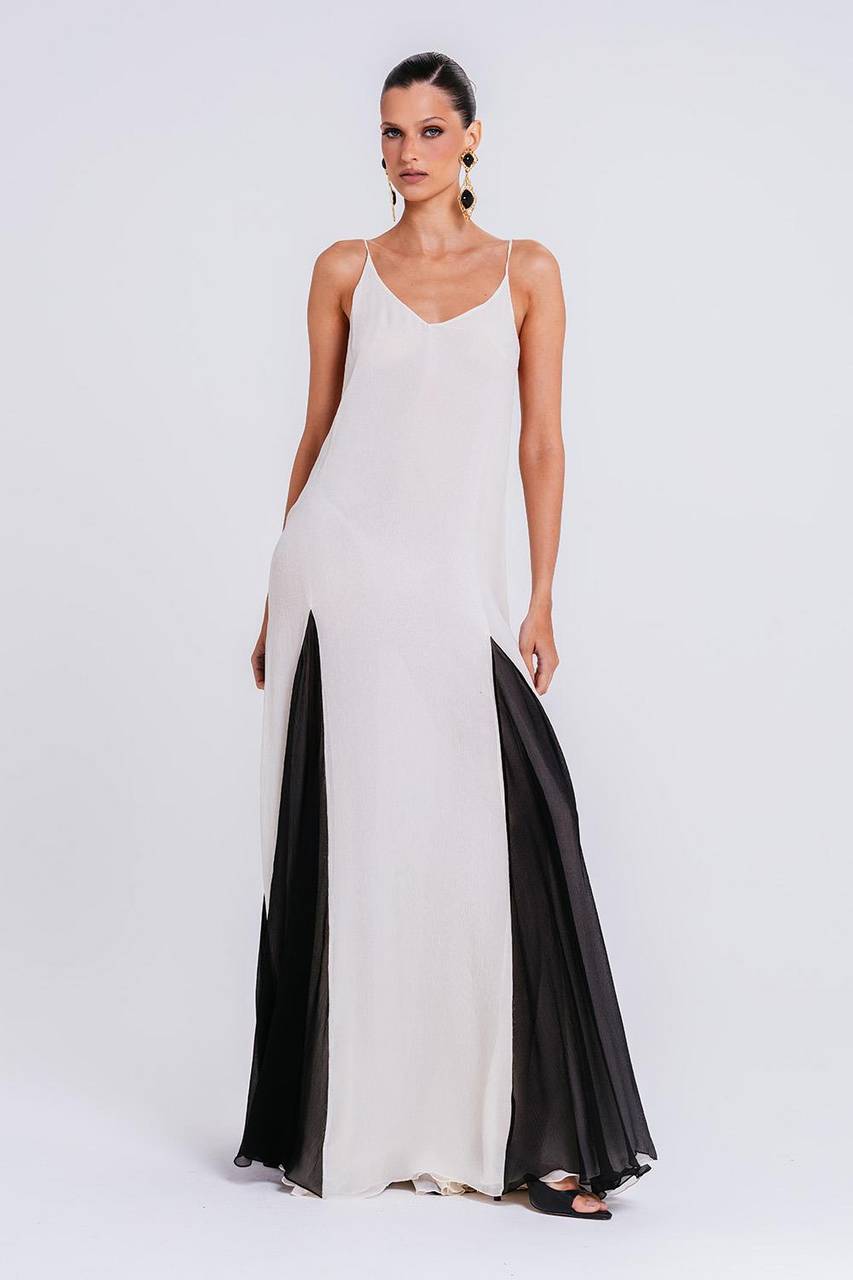 Vestido Sofia - Marfim/preto
