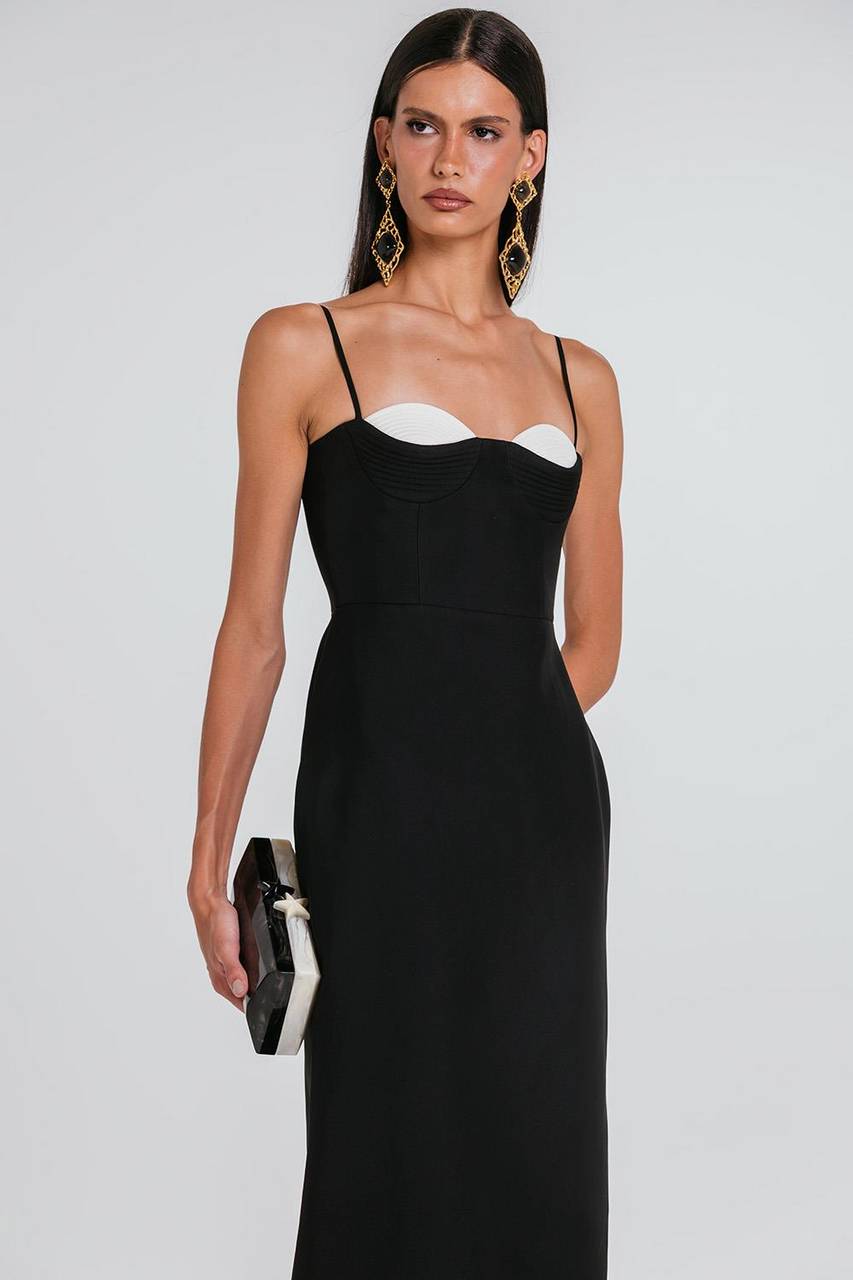 Vestido Iohara Bicolor - Preto/marfim