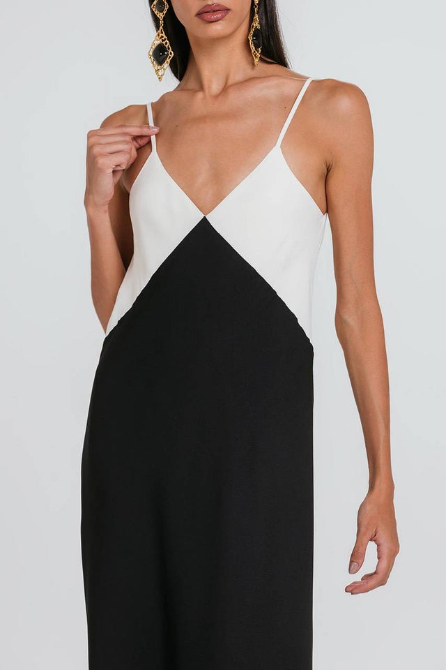 Vestido Endy Bicolor - Preto/marfim