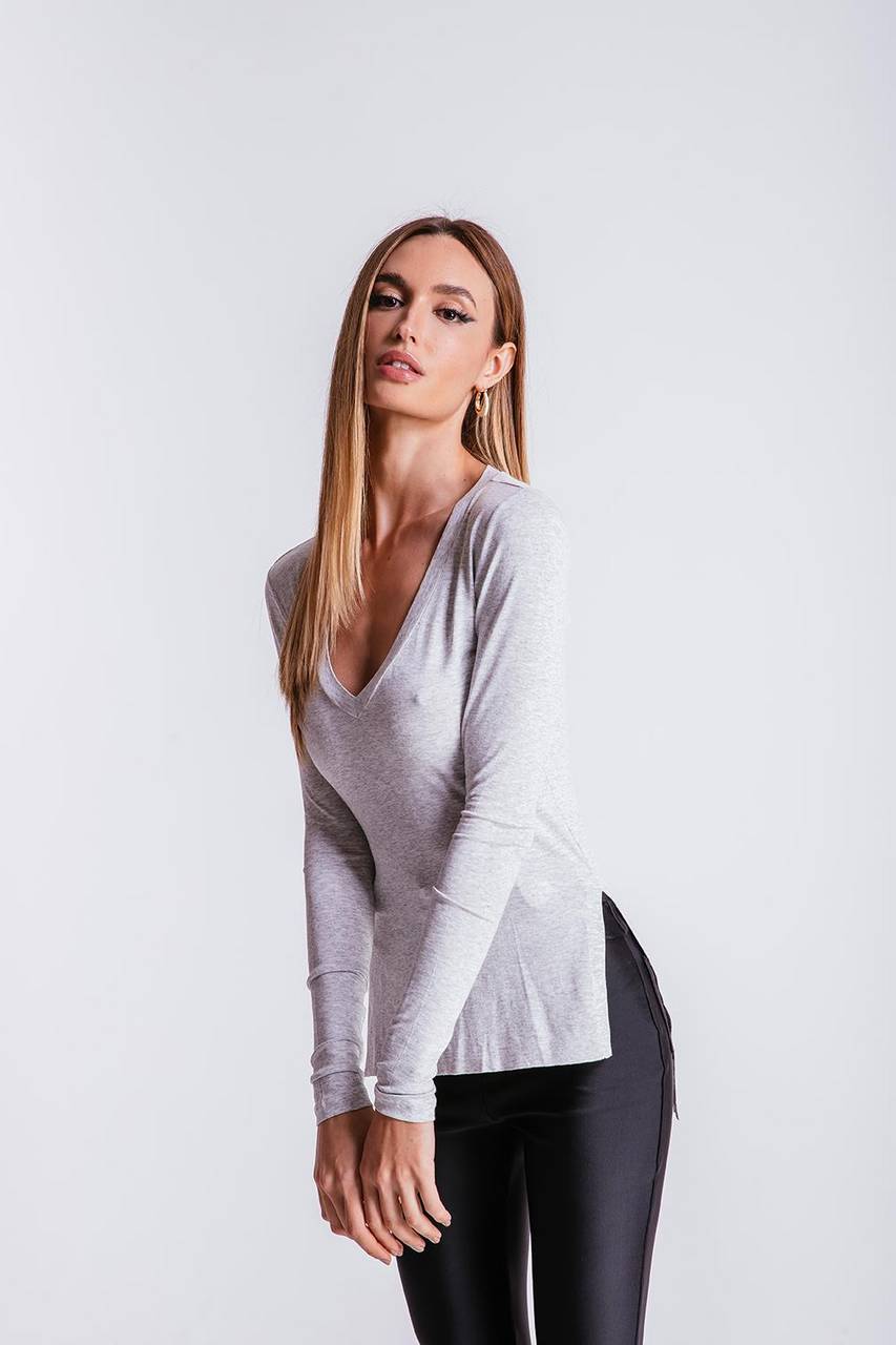 Blusa Longuete Decote V - Mescla