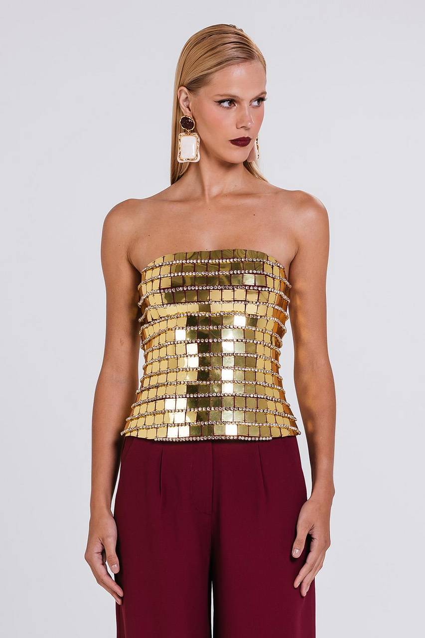 Top Sensy - Dourado / Cabernet