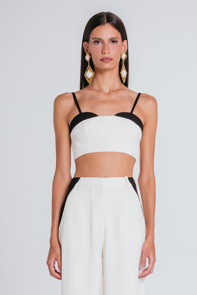 Top Cora - Marfim/preto