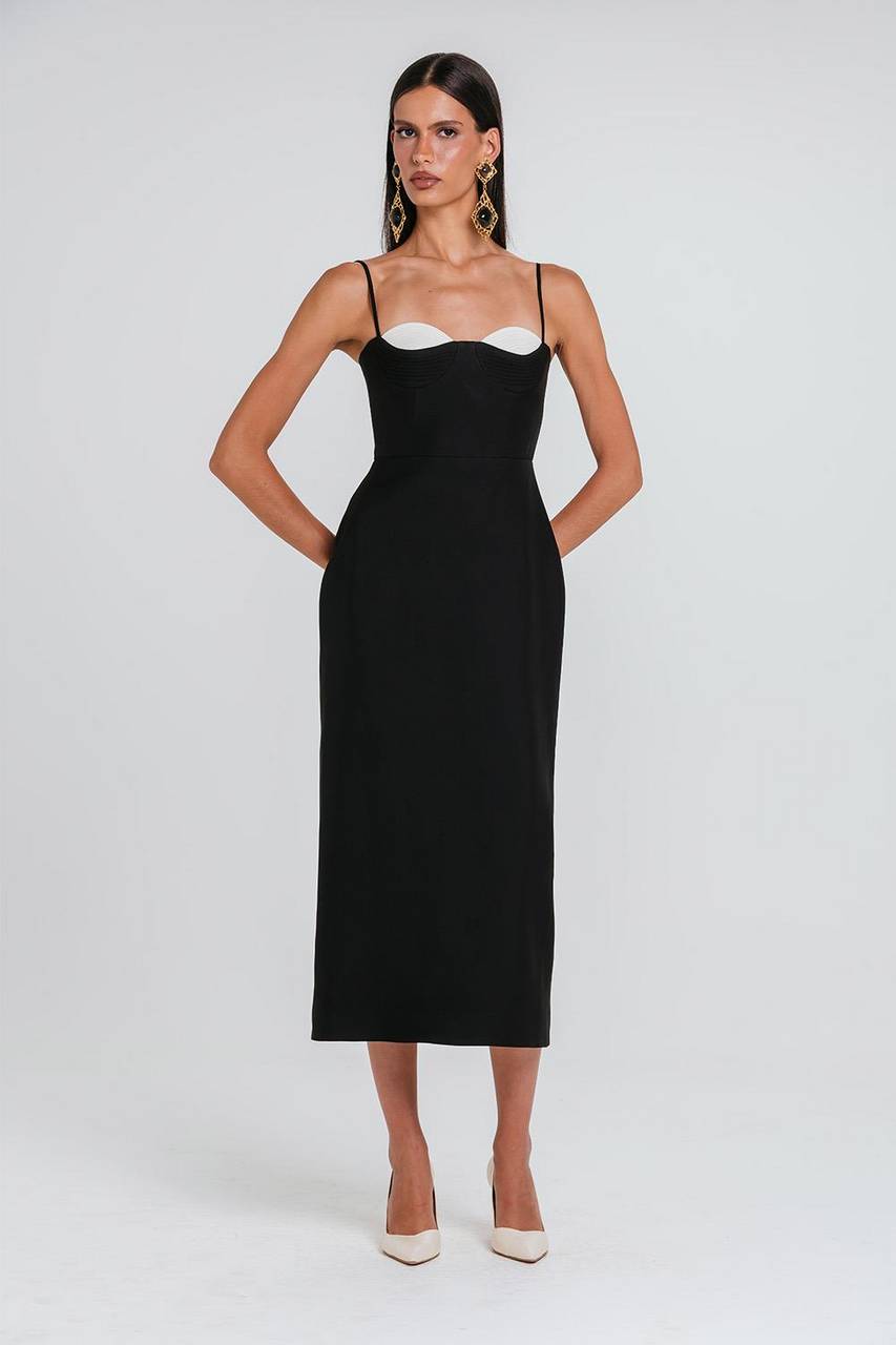 Vestido Iohara Bicolor - Preto/marfim