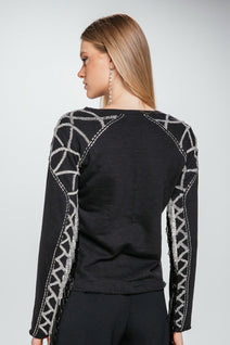 Moletom Fan Franjas - Preto/ Silver