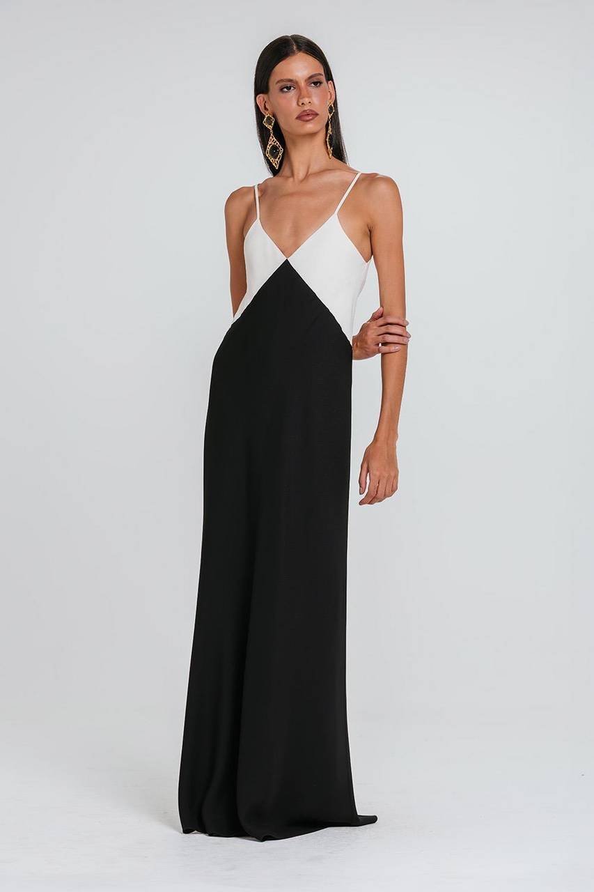 Vestido Endy Bicolor - Preto/marfim