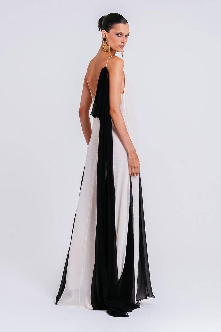 Vestido Sofia - Marfim/preto