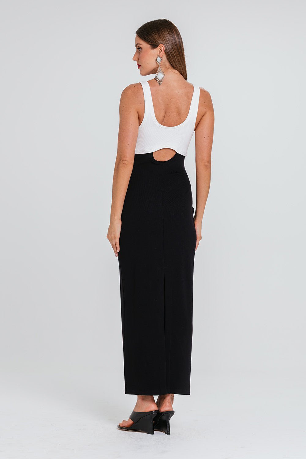 Vestido Amelia Bicolor - Preto/off
