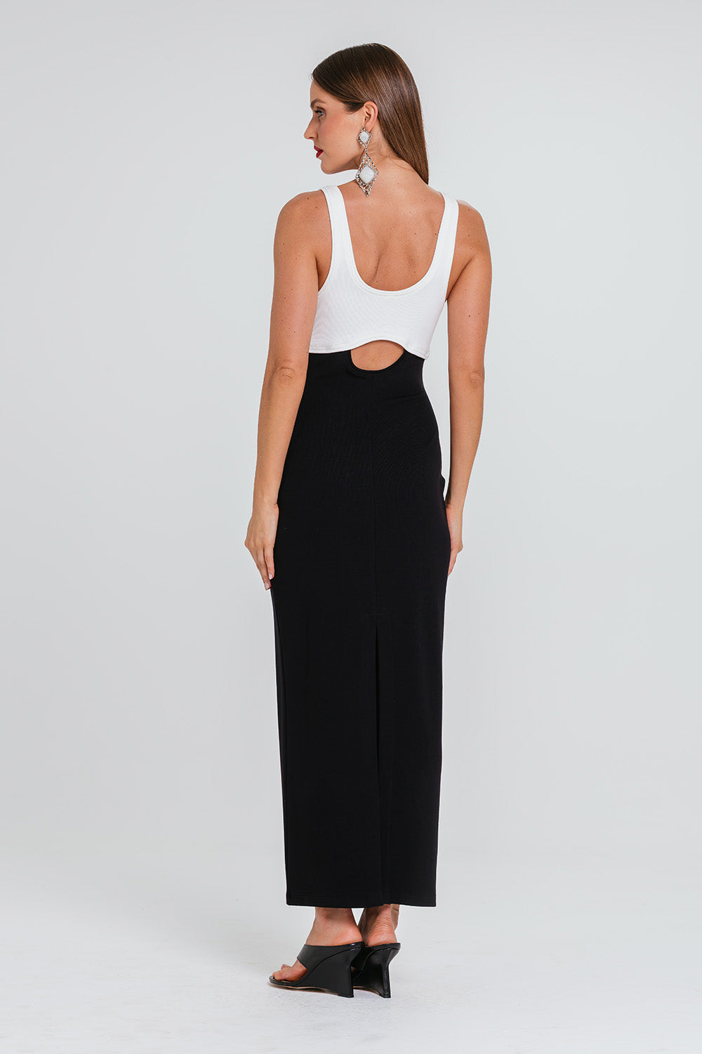 Vestido Amelia Bicolor - Preto/off
