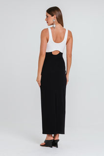 Vestido Amelia Bicolor - Preto/off
