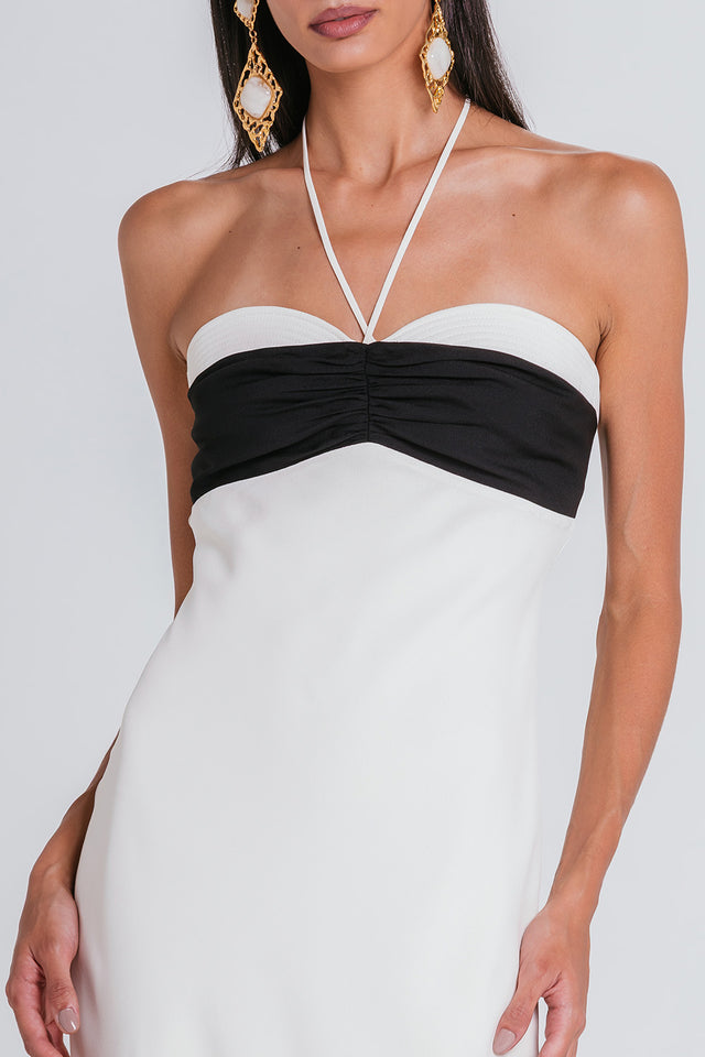 Vestido Lana - Marfim/preto