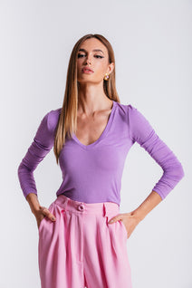 Blusa Longuete Decote V - Lilac