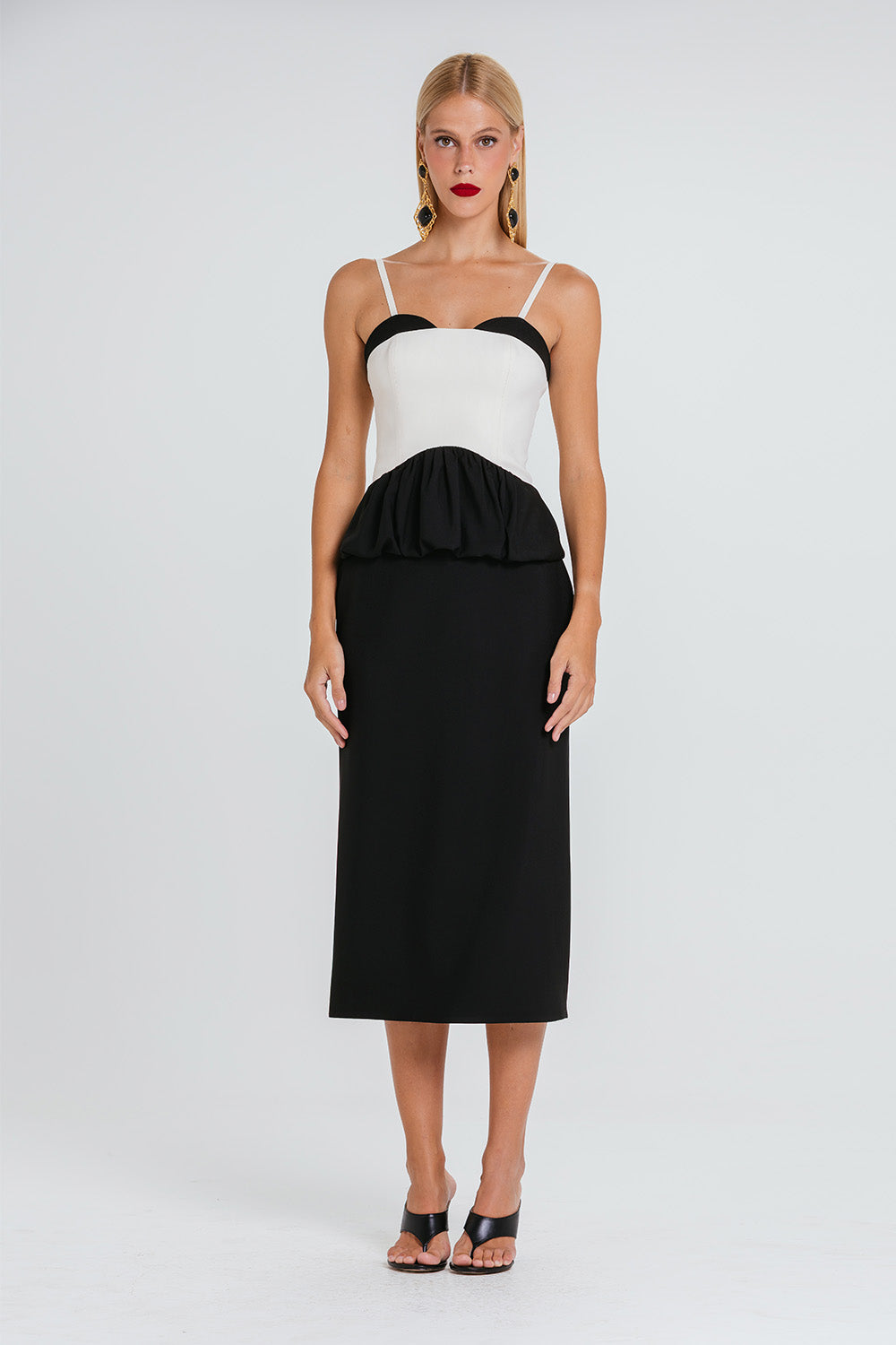 Vestido Elaia - Preto/marfim