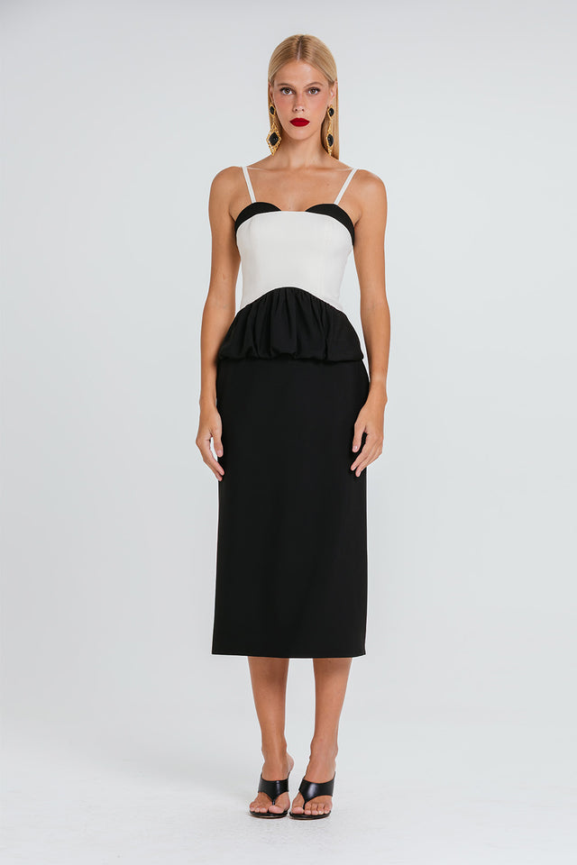 Vestido Elaia - Preto/marfim