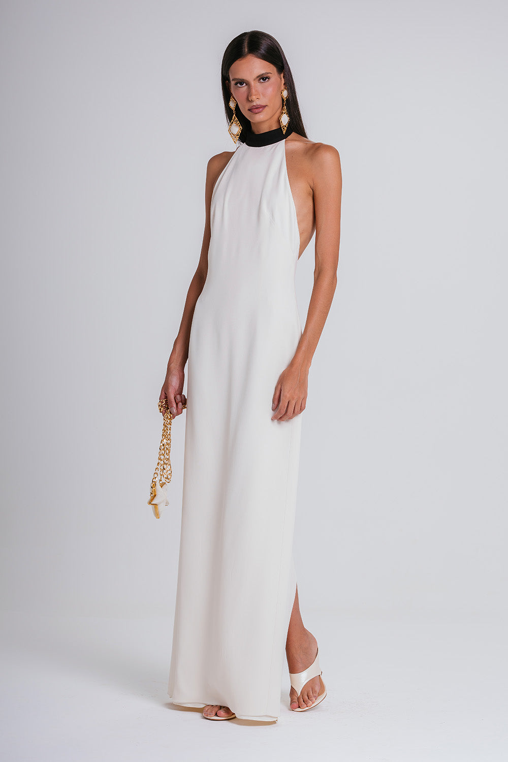Vestido Mira - Marfim/preto