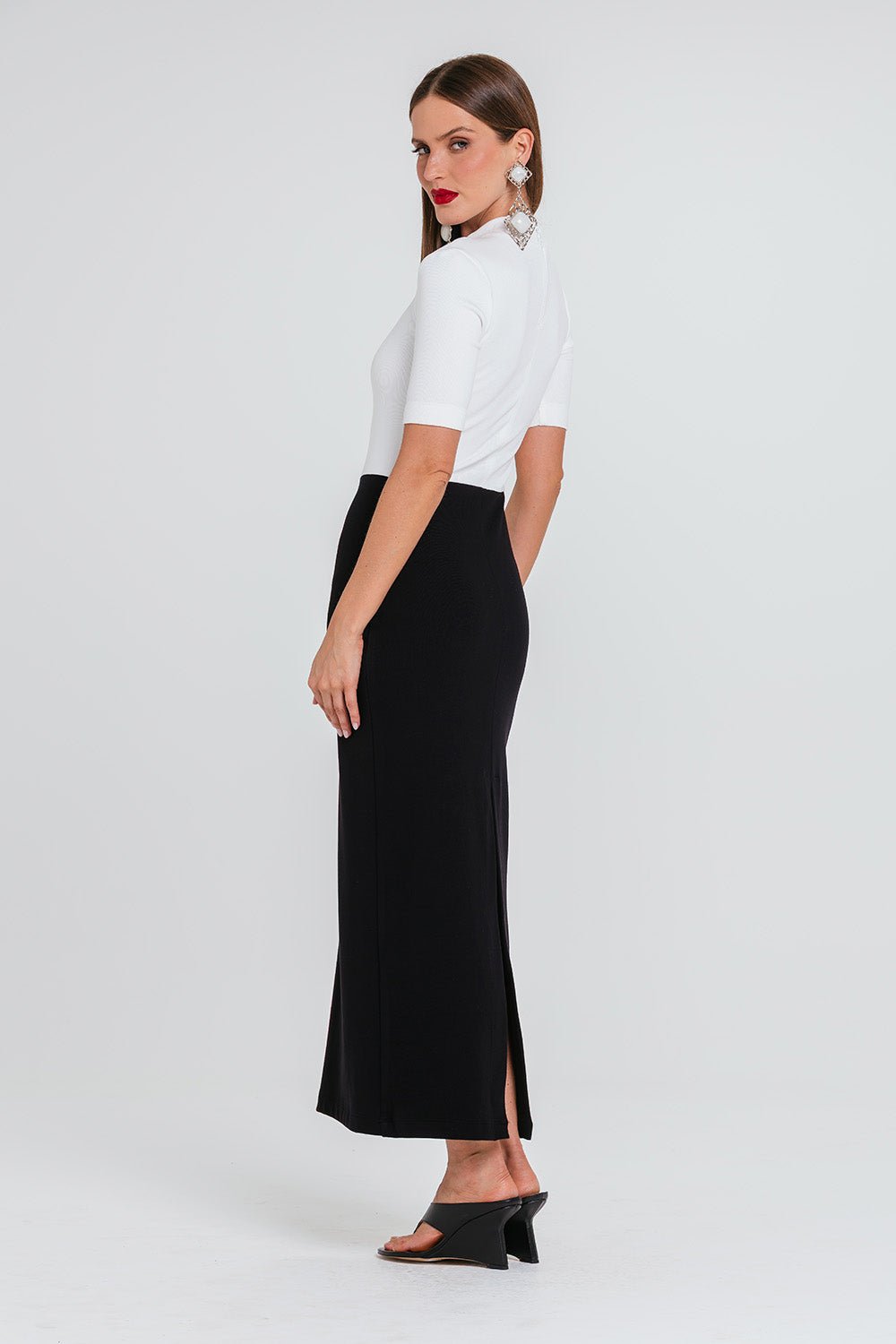 Vestido Marisa - Preto/off