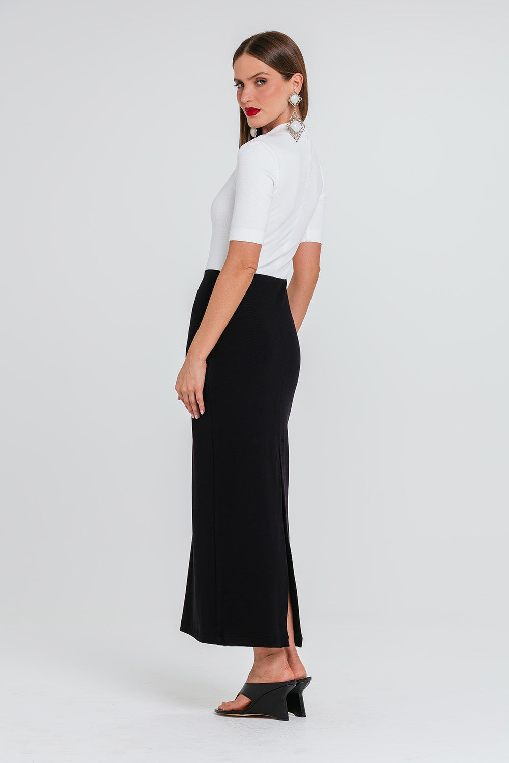 Vestido Marisa - Preto/off