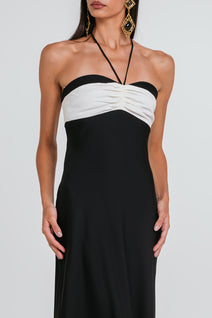 Vestido Lana - Preto/marfim