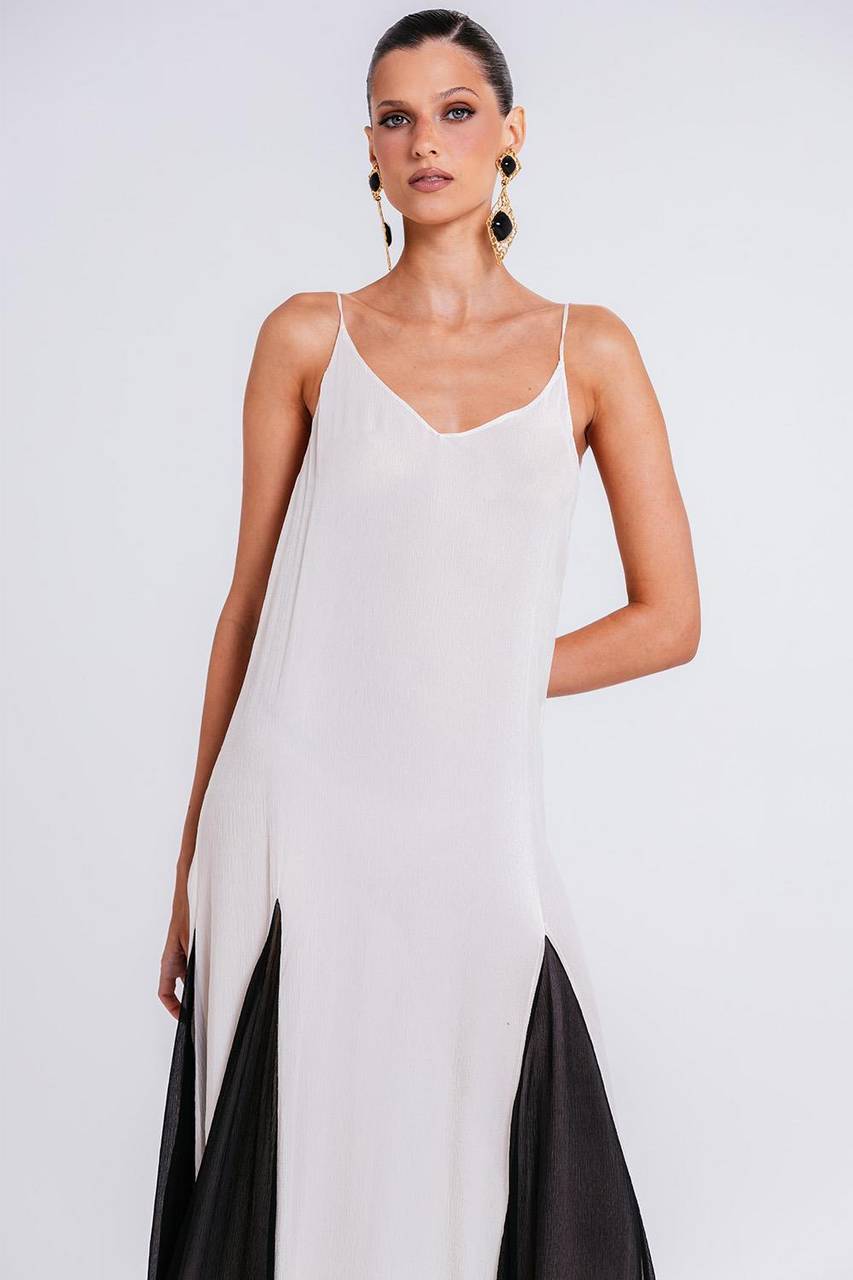 Vestido Sofia - Marfim/preto