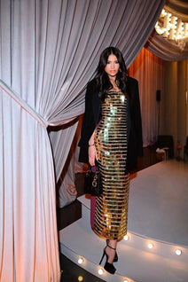 Vestido Sensy - Dourado / Cabernet