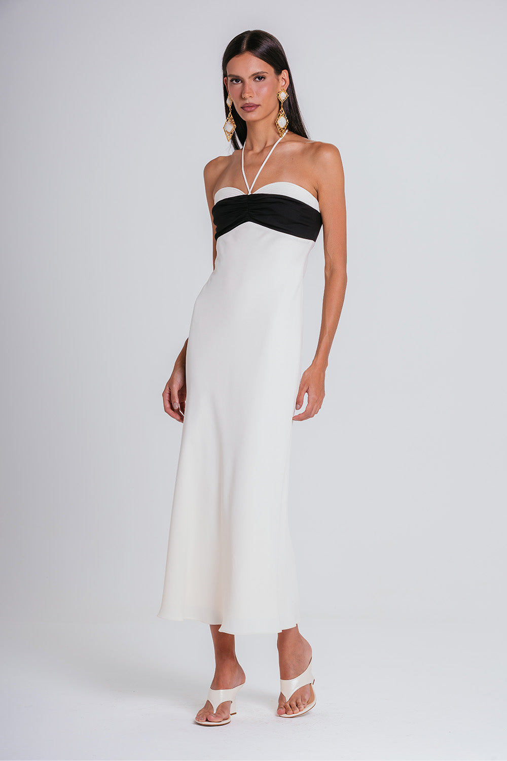 Vestido Lana - Marfim/preto
