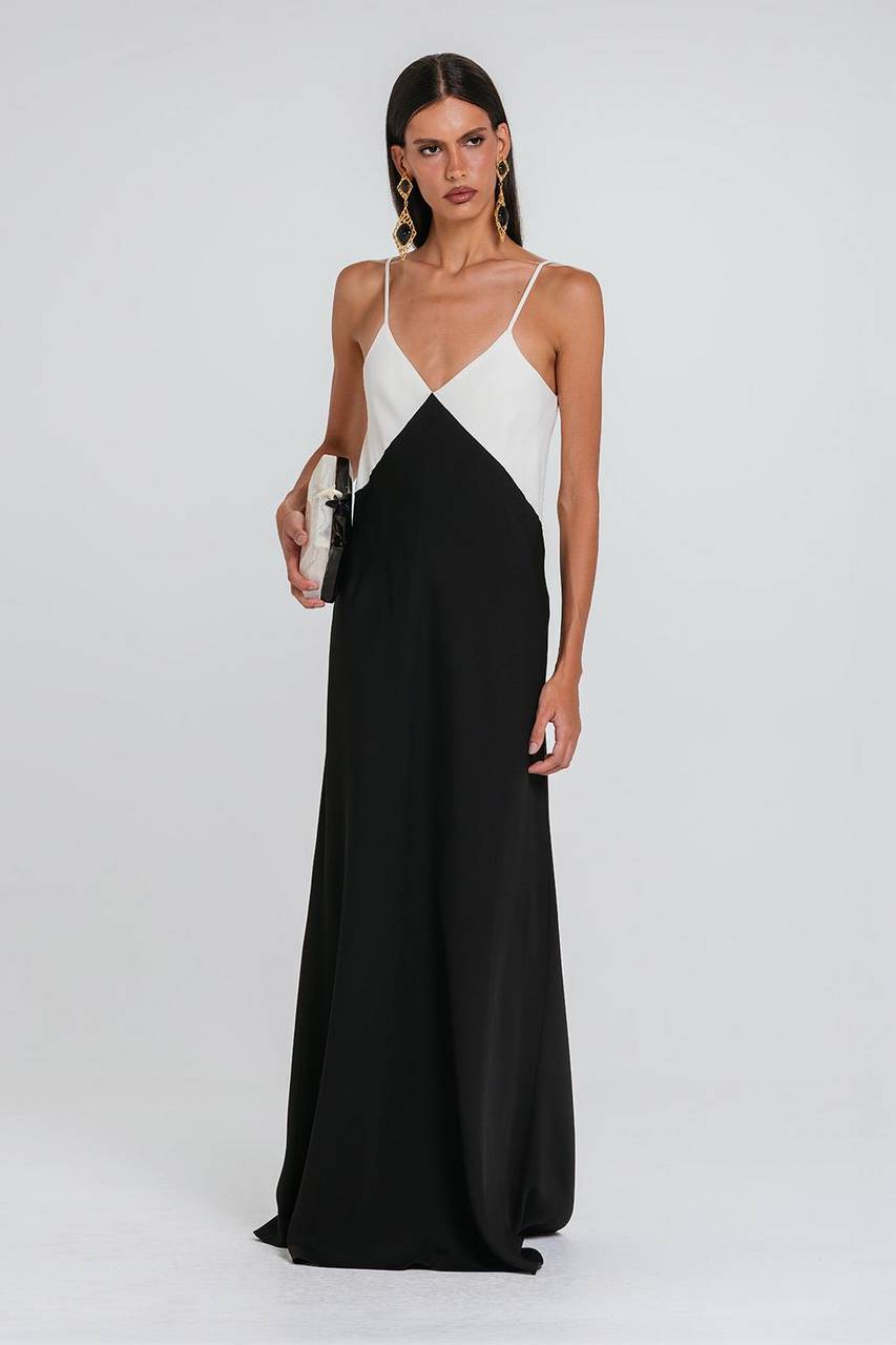 Vestido Endy Bicolor - Preto/marfim