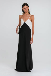 Vestido Endy Bicolor - Preto/marfim