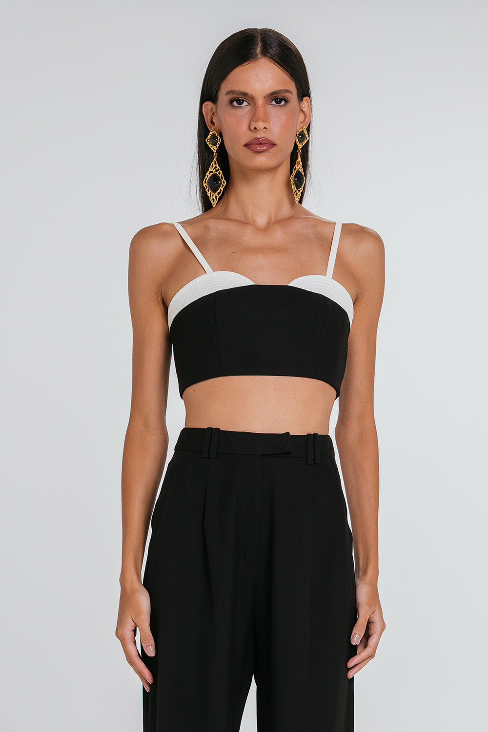 Top Cora - Preto/marfim