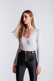 Blusa Longuete Decote V - Mescla