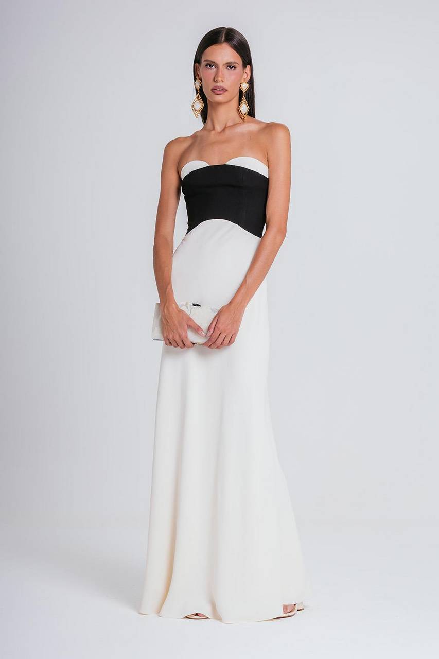 Vestido Melissa - Marfim/preto