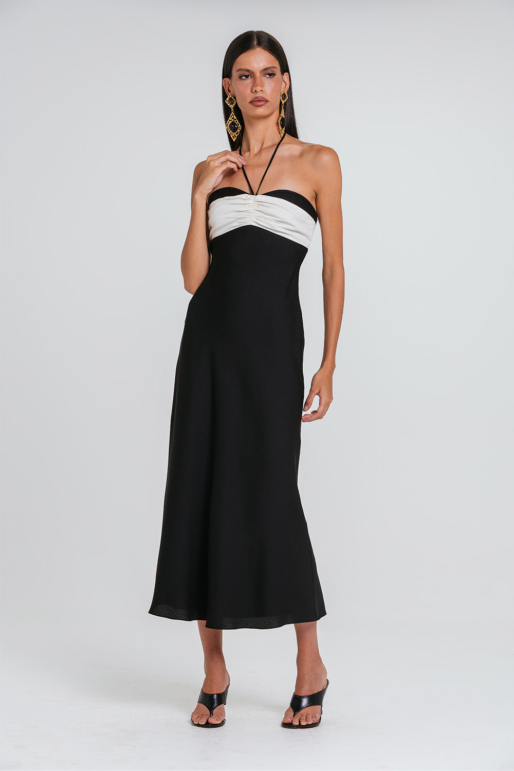 Vestido Lana - Preto/marfim